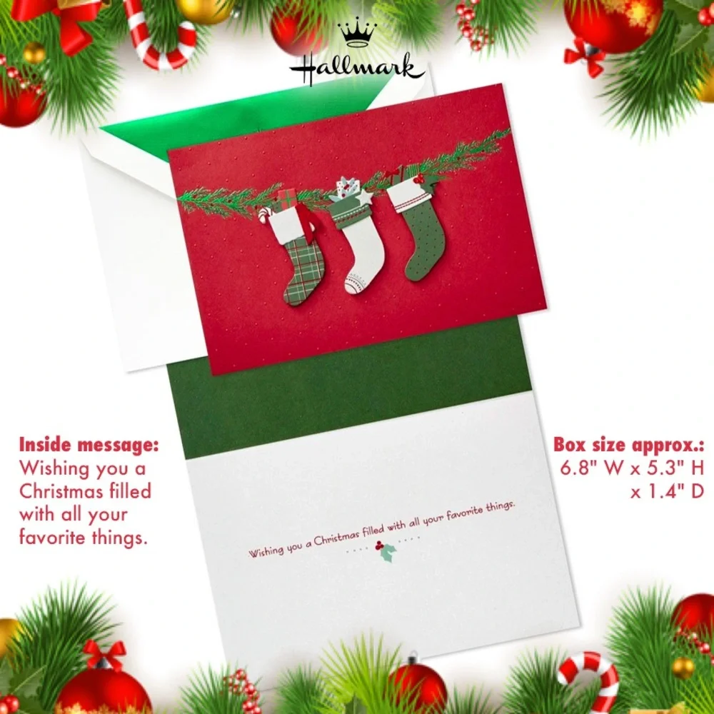 Hallmark Red and Green Holiday Stockings Cards